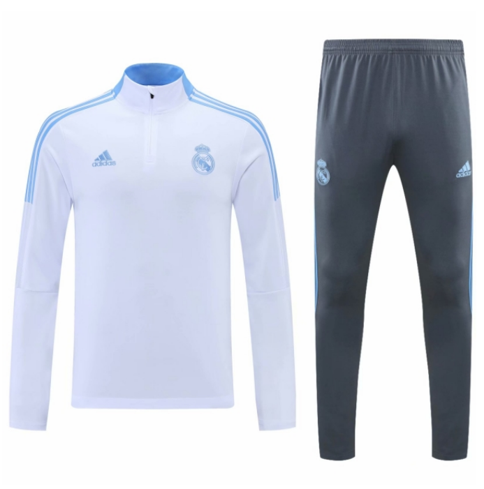 2021/22 Real Madrid White Training Kits Sweater with Trousers